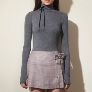 Pehrt Grey Turtleneck Sweater with Bow Tie